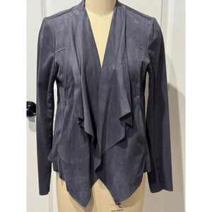 Women's KUT from the Kloth Gray Faux Micro Suede Drape Front stretch Jacket M